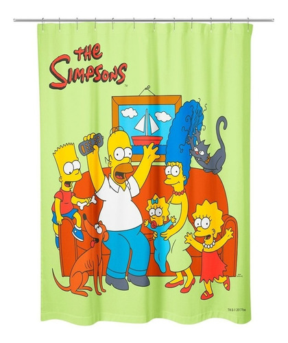 Cortina De Baño Tela Teflón Estampada Simpsons Shower