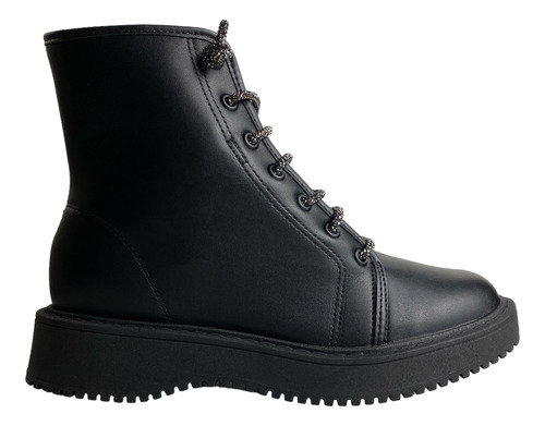 Bota Coturno Cadarço Strass Com Ziper Moleca 5339.110