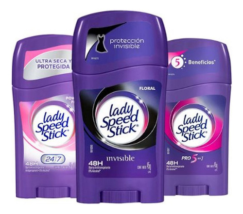 Pack 3 Desodorate Lady Speed Stick Barra 45gr Variedad Mujer