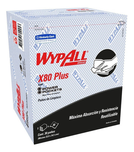 Wypall X80 Azul X 30 Und - Unidad a $29000