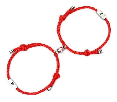 2 Pulseras Parejas Hilo Milán Italiano Luna Sol Ac Inox B806