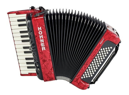 Acordeón A Piano Hohner Bravo Ii 60 Bajos Color Rojo