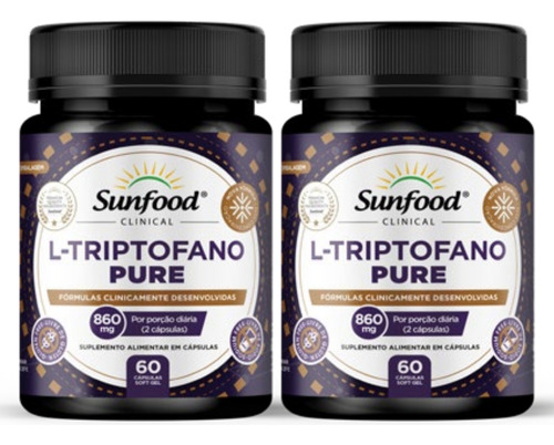 Kit 2un - Triptofano Pure 860mg Sono/ansiedade Sunfood