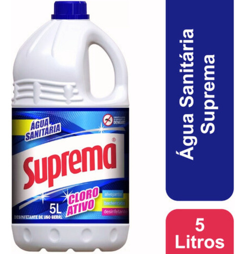 Água Sanitária Suprema Galão 5 Litros Limpeza Cloro Ativo