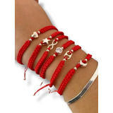 Pulsera Hilo Rojo Regulable Dije Y Bolitas En Plata 925 