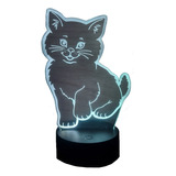 Gatito Gato Lámpara Led Animado Artline Infantil Decoración