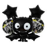 1 Kit Decoración Con 5 Globos Metalicos Halloween Murciélago