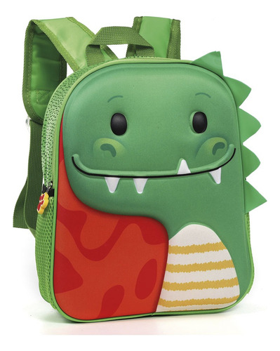 Mochila 3d Escolar Infantil Jardin 13 Pulgadas 51814 Color Verde Diseño De La Tela 3d Rigida