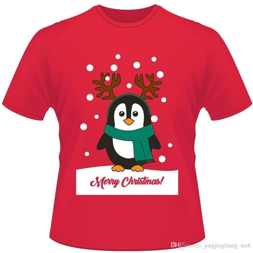 Camisetas Navideñas Papa Noel Pinguino Muñeco Nieve Reno X 2