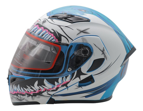 Casco Abatible R7 Unscarred Doble Mica Blanco/azul Dot