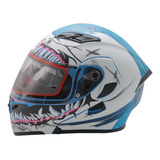 Casco Abatible R7 Unscarred Doble Mica Blanco/azul Dot