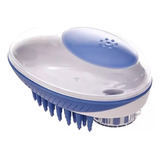 Escova De Banho Massageadora Pet Em Silicone Com Dispenser Cor Azul