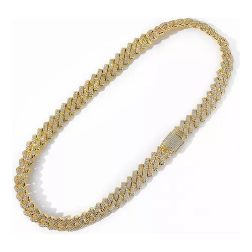 Collar Hombre Cadena Cubana Diamante Oro Plata 60 Cm