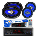 Kit Falante 6x9 + 6 Pol+ Toca Radio Carro Mp3 Bluetooth Usb 