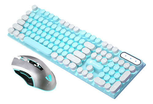 Teclado E Mouse Mecânico Luminoso Cyberpunk Com Fio