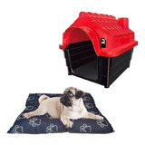 Cama Pet Quadrada Fibra Acolchoada + Casinha Dog Pet Shop N1