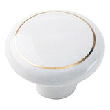 Laurey  Pomo De Porcelana De 1 1/2 Pulgadas, Color Blanco C.