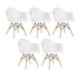 Kit - 5 X Cadeiras Charles Eames Eiffel Daw Com Braços Cor Da Estrutura Da Cadeira Branco