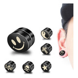 Arete Expansor Negro Falso Piercing Imán Para Perder Peso