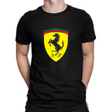 Ferrari Camiseta Negra Algodon Hombre Manga Corta