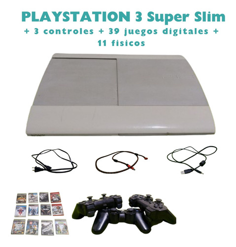 Sony Playstation 3 Super Slim 500gb + 3 Controles + 50juegos