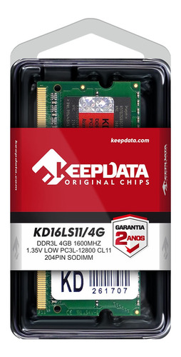 Memória Ram Notebook Ddr3l 4gb 1600mhz Keepdata Kd16ls11/4g