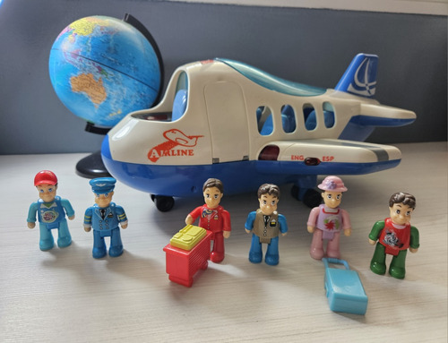 Avión De Juguete Con 6 Personajes Frases En Inglés Y Español