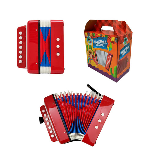 Mini Sanfona Acordeon Brinquedo 7 Notas 10 Teclas