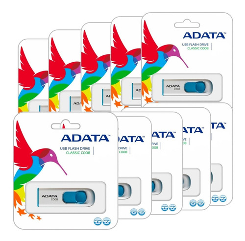 Kit 20 Memoria Usb 32gb Adata C008 2.0 Blanco Y Azul