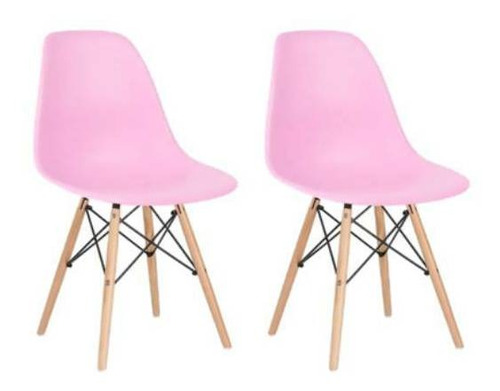 Cadeira De Jantar Henn Decorshop Charles Eames Dkr Eiffel, Estrutura De Cor  Rosa, 2 Unidades