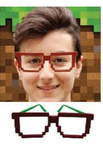 Kit C/ 10 Pçs - Óculos Minecraft Carnaval Festas Eventos