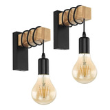 2pcs Luz Lámpara De Pared Madera Estilo Moderno E27