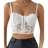 Crop Top Halter Mujer Top Corto Sexy Corset Con Encaje C1.