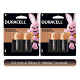 4 Pilhas Duracell Alcalina C Media  Mn1400b2