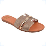 Chinelo Slide Feminino Rasteirinha H Chinelo Prata Brilhante