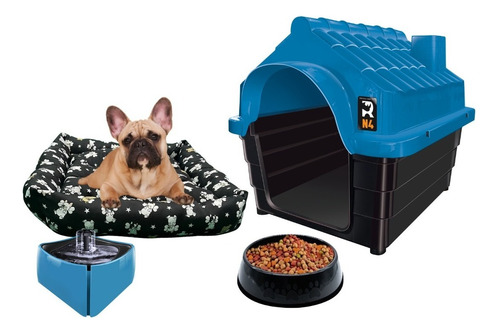 Kit Cachorro Mec Pet Casa Colchonete Bebedouro Comedouro N4