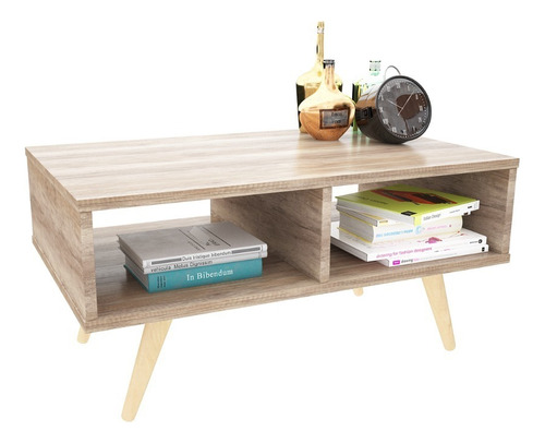 Mesa Ratona Escandinava Nordico Con Patas De Madera Maciza Dl889 + Sin Cargo Capital Federal ! Color Roble Nebraska Gris