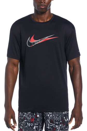 Polera De Natación Nike Short Sleeve Hydroguard Hombre Negro