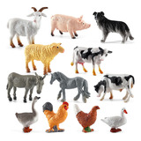 Set De Muñecas De Zoológico De Animales De Granja En Miniatu