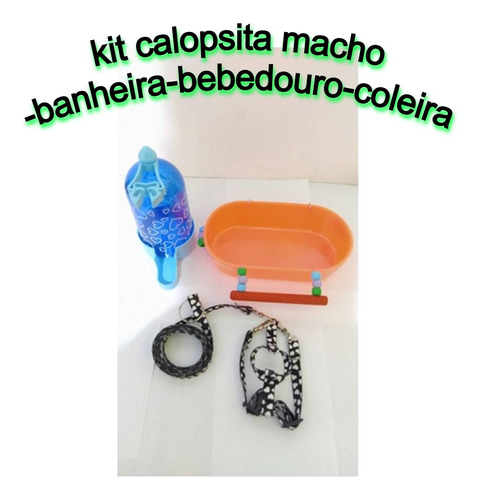 Kit Para Calopsita Coleira Banheira E Bebedouro Luxo