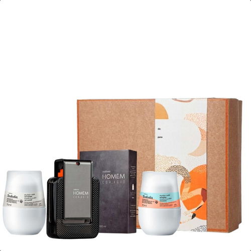 Perfume Masculino Linga Duração Coragio Natura + 2 Desodorante Kit Para Presente