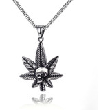 Dije Calavera Hierba Marihuana Weed Acero Inoxidable Unisex