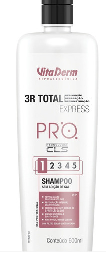Shampoo Sem Sal Sos 3r Total Express Pro Vita Derm 600ml