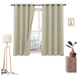 Cortinas Blackout 275cm Ancho X 160cm Alto - En 2 Páneles Color Hueso