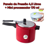 Panela De Pressão 4,5l Color + Mini Processador Manual 170ml