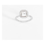 Anillo Elegante En Platino Con Cristal Marca Nice