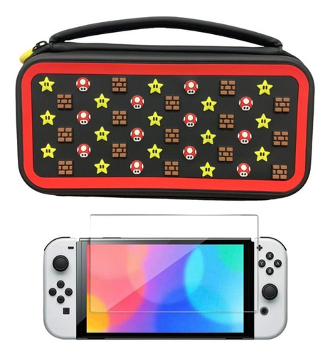 Estuche Nintendo Switch Edicion Mario Estrellas+ Vidrio Oled