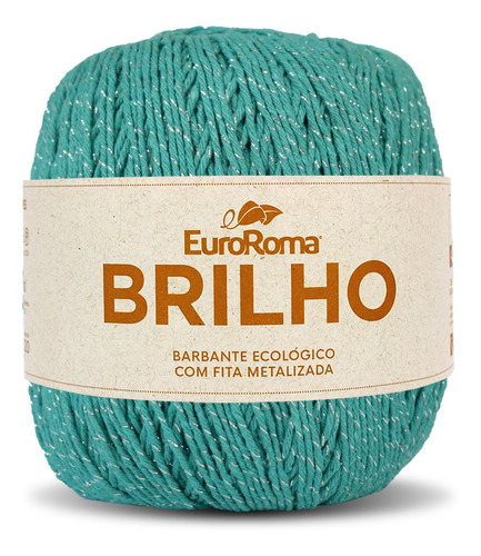 Barbante Brilho Prata 400g N°6 4/6 Fios 406m Euroroma Cor Verde Água Escuro