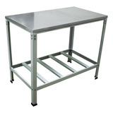 Mesa Industrial Bancada Cheff Supreme Branca Gradeada 100x55 Para Restaurantes Ekenox