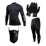 Conjunto Termico Moto Yakka Cuello Mascara Guantes Piel Fas